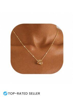 14K Gold Plated Dainty Knot Pendant Necklace for Women - Layering Gift